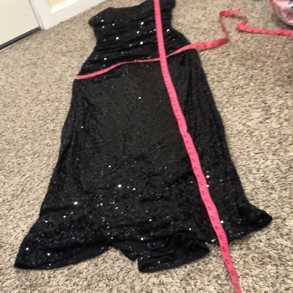 Badgley Party All Night Maxi Dress Size 6 Black Sequin Ruched Strapless Gown - Picture 10 of 10